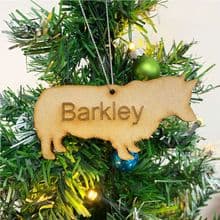 CORGIE Wooden Christmas Dog Tree Ornament engraved with your Dog's name